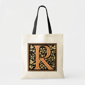 Vintage Floral Monogram ‘R’ Tote Bag