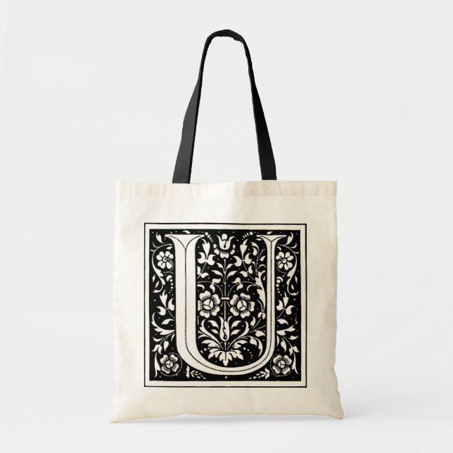 Vintage Floral Monogram ‘U’ - Bag (Front)