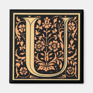 Vintage Floral Monogram ‘U’ - Magnet