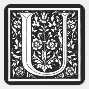 Vintage Floral Monogram ‘U’ – Sticker