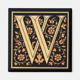 Vintage Floral Monogram ‘W’ - Magnet