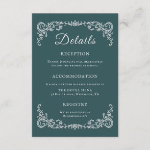 Vintage Floral Monogram Wedding Details Enclosure Card