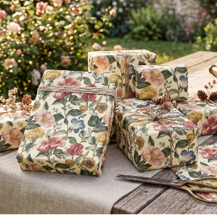 Vintage Floral Monogram Wrapping Paper