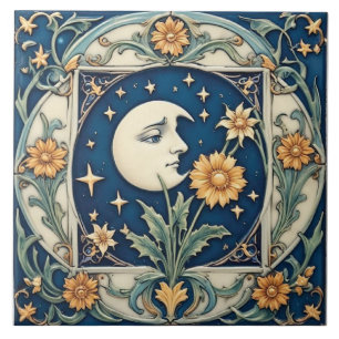 Vintage Floral Moon Tile