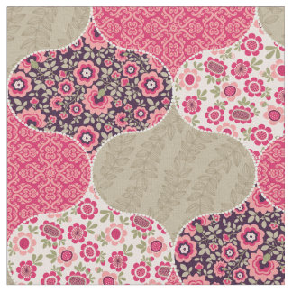 Vintage Floral Moroccan Pattern Deep Rose Fabric