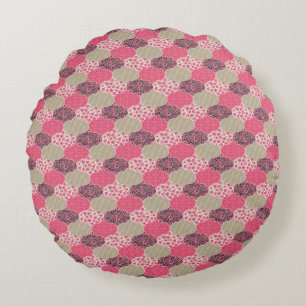 Vintage Floral Moroccan Pattern Pink Round Cushion