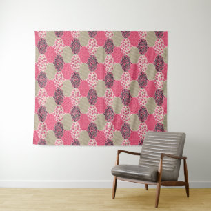 Vintage Floral Moroccan Pattern Pink Tapestry