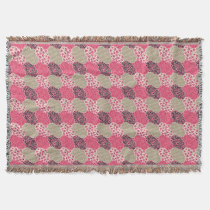Vintage Floral Moroccan Pattern Pink Throw Blanket