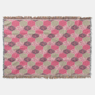 Vintage Floral Moroccan Pattern Pink Throw Blanket