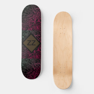 vintage floral nature Monogram personalise Skateboard