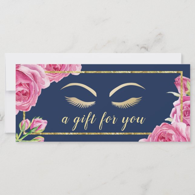 Vintage Floral Navy Blue Salon Gift Certificates (Front)