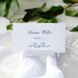 Vintage Floral Navy Blue Wedding Escort Cards