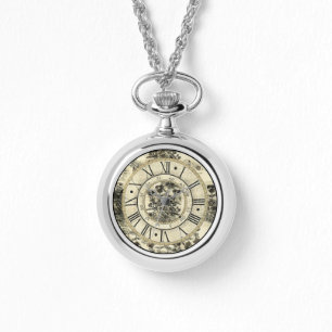 Vintage Floral Necklace Watch