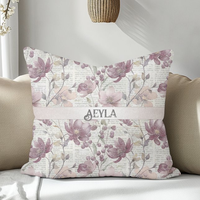 Vintage Floral Newspaper Pattern Cushion (Creator Uploaded)