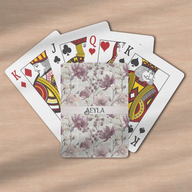 Vintage Floral Newspaper Pattern Playing Cards (Creator Uploaded)