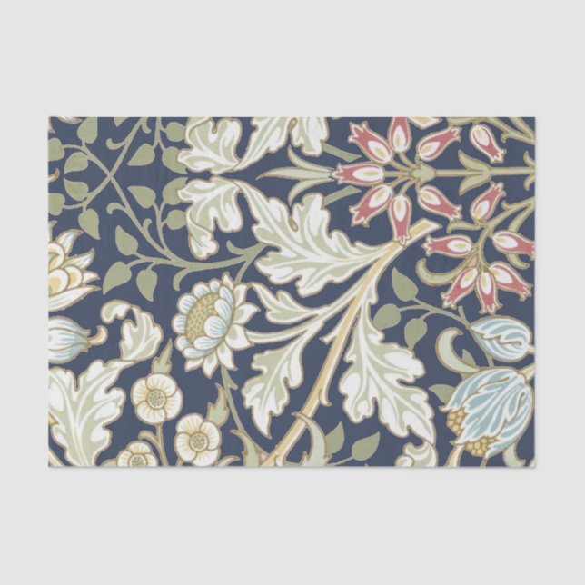 Vintage Floral on Blue Tissue Paper (Front)