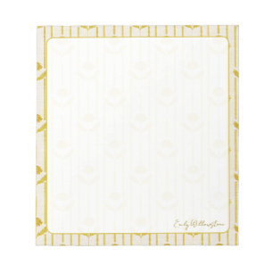 Vintage Floral on stripe in Mustard Yellow Notepad