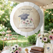 Vintage Floral Open Book Graduation Cap Party