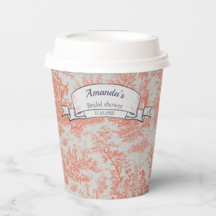 Vintage floral orange toile de jouy shower paper cups