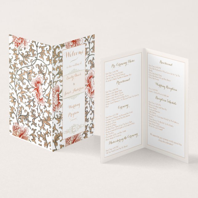 Vintage Floral Ornament Wedding Program (Inside and Outside)