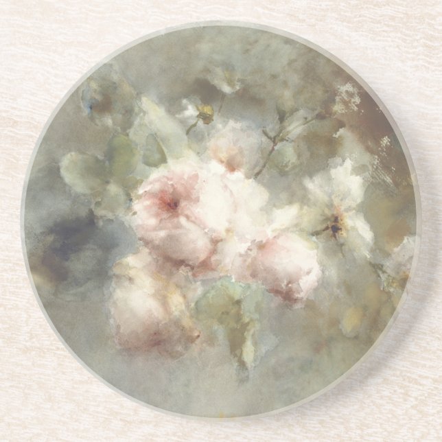 Vintage Floral Painting  Coaster (Front)