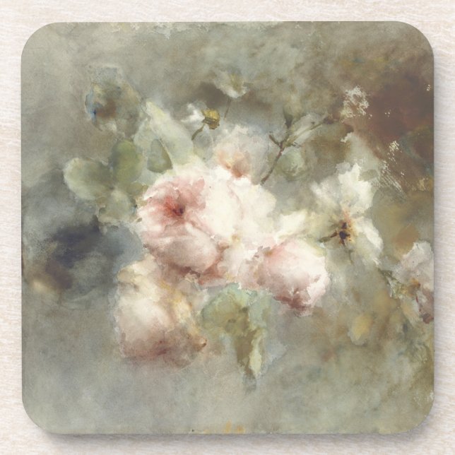 Vintage Floral Painting  Coaster (Front)