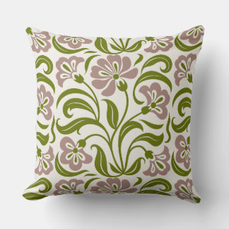Vintage Floral Paisley Pattern | Pink Green Botani Cushion