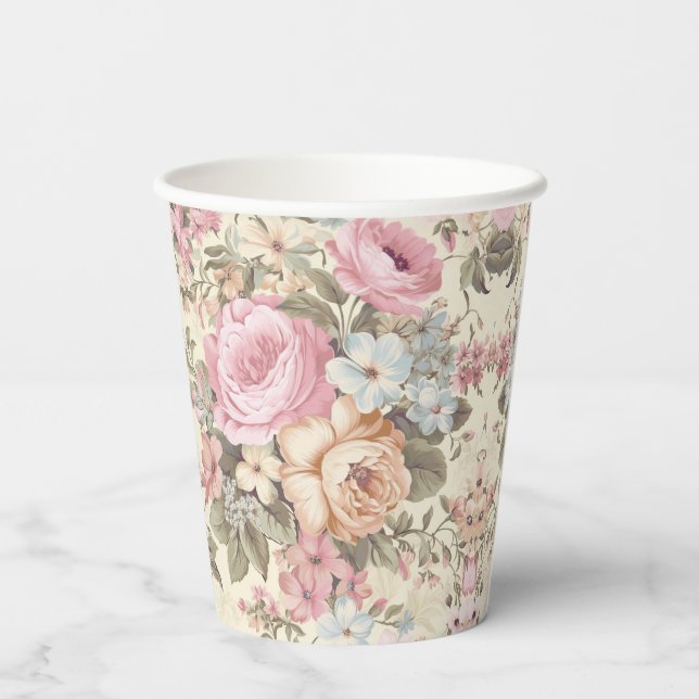 Vintage Floral Paper Cups (Back)