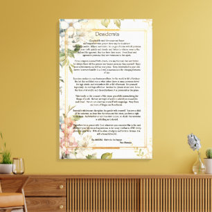 Vintage Floral Paper Desiderata by Max Ehrman Canvas Print