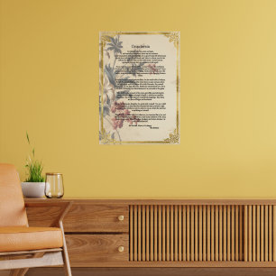 Vintage Floral Paper Desiderata by Max Ehrman Poster