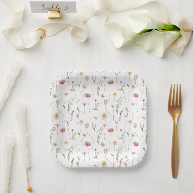 Vintage Floral Paper Plate (Wedding)