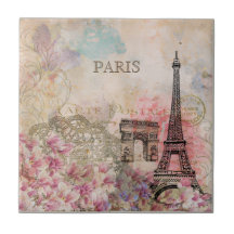 Vintage Floral Paris Eiffel Tower Ephemera