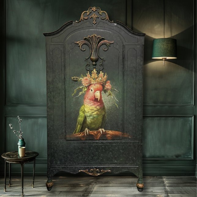 Vintage Floral Parrot Queen Decoupage Tissue Paper (Vintage Mermaid - Natalie Hall)