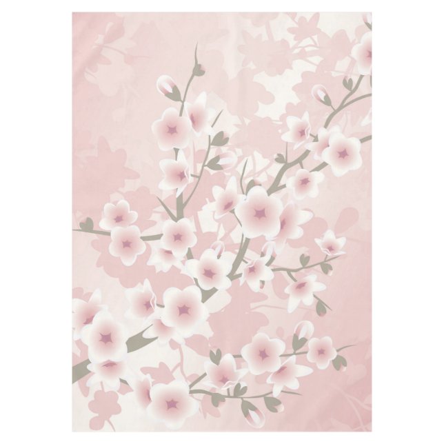 Vintage Floral Pastel Cherry Blossoms Tablecloth (Front)