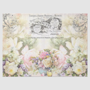 Vintage Floral Pastel Roses Tissue Paper