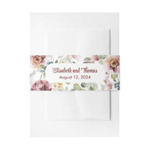 Vintage floral pastel wedding belly band invitation belly band