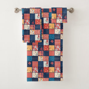 Vintage Floral Patchwork Pattern (2) Bath Towel Set
