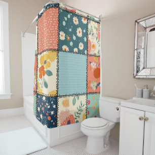 Vintage Floral Patchwork Pattern (6) Shower Curtain