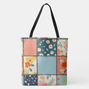 Vintage Floral Patchwork Pattern (6) Tote Bag