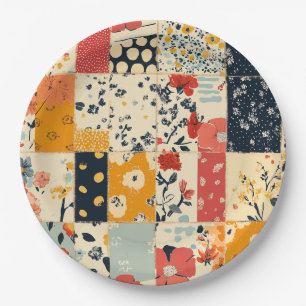 Vintage Floral Patchwork Pattern (8) Paper Plate