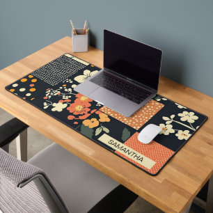 Vintage Floral Patchwork Pattern Desk Mat