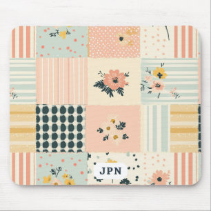 Vintage Floral Patchwork Pattern - Pastel (11) Mouse Pad