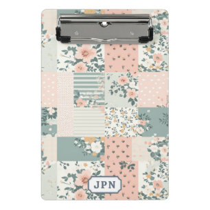 Vintage Floral Patchwork Pattern - Pastel (12) Mini Clipboard