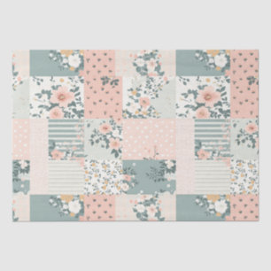 Vintage Floral Patchwork Pattern - Pastel (1) Tissue Paper