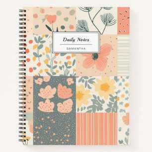 Vintage Floral Patchwork Pattern - Pastel (2) Notebook
