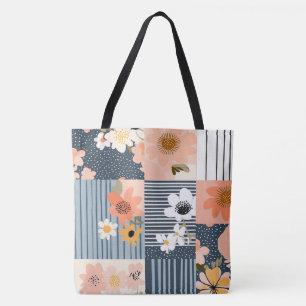 Vintage Floral Patchwork Pattern - Pastel (3) Tote Bag