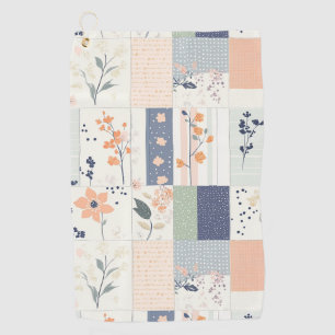 Vintage Floral Patchwork Pattern - Pastel (4) Golf Towel