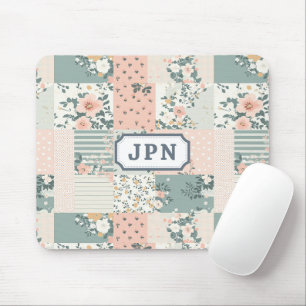 Vintage Floral Patchwork Pattern - Pastel Mouse Pad