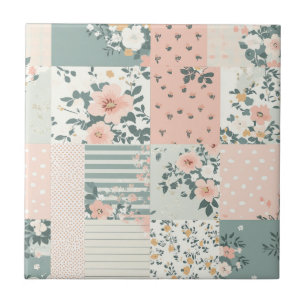 Vintage Floral Patchwork Pattern - Pastel Tile