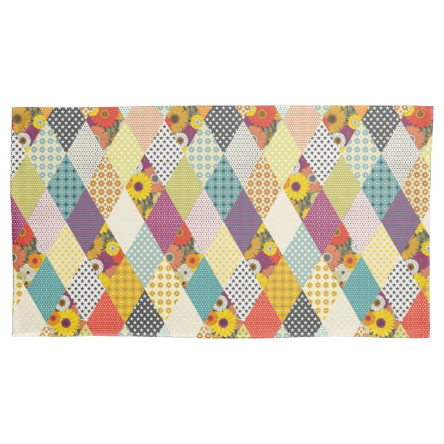 vintage floral patchwork quilt pillowcase (Front-Left)